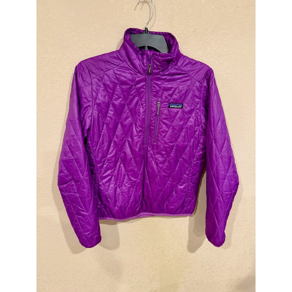 Patagonia Nano Puff Pullover Half Zip‎ Quilted Jacket XS Purple Fleece Lined - Picture 2 of 9